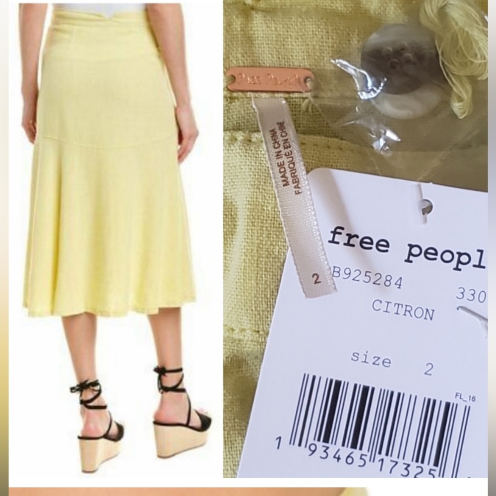 Free People NWOT Midi Skirt, Sz 2
